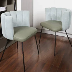 2er-Set Armlehnstuhl Gaia Rundrohrgestell Bezug Rücken Stoff Lisboa Farbe 18 Sitz Leder Silk Dark Olive