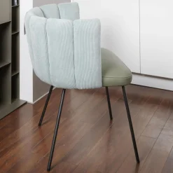 2er-Set Armlehnstuhl Gaia Rundrohrgestell Bezug Rücken Stoff Lisboa Farbe 18 Sitz Leder Silk Dark Olive