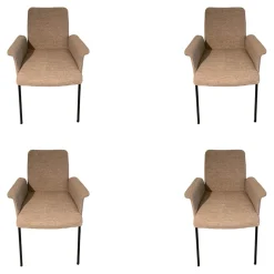 4er-Set Armlehnstuhl Jaro 200 Stoff 071 Ash Beige Grau Gestell Schwarz Gepulvert