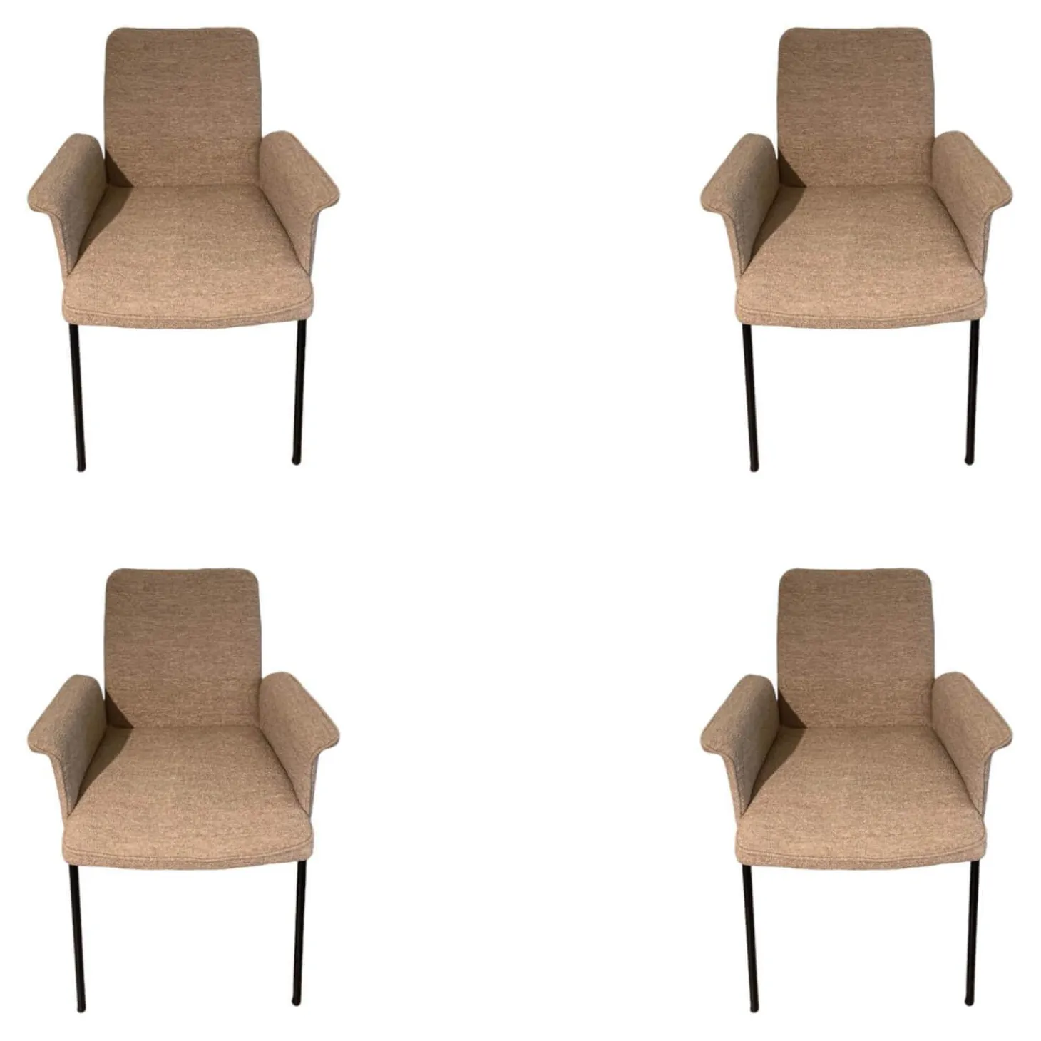 4er-Set Armlehnstuhl Jaro 200 Stoff 071 Ash Beige Grau Gestell Schwarz Gepulvert