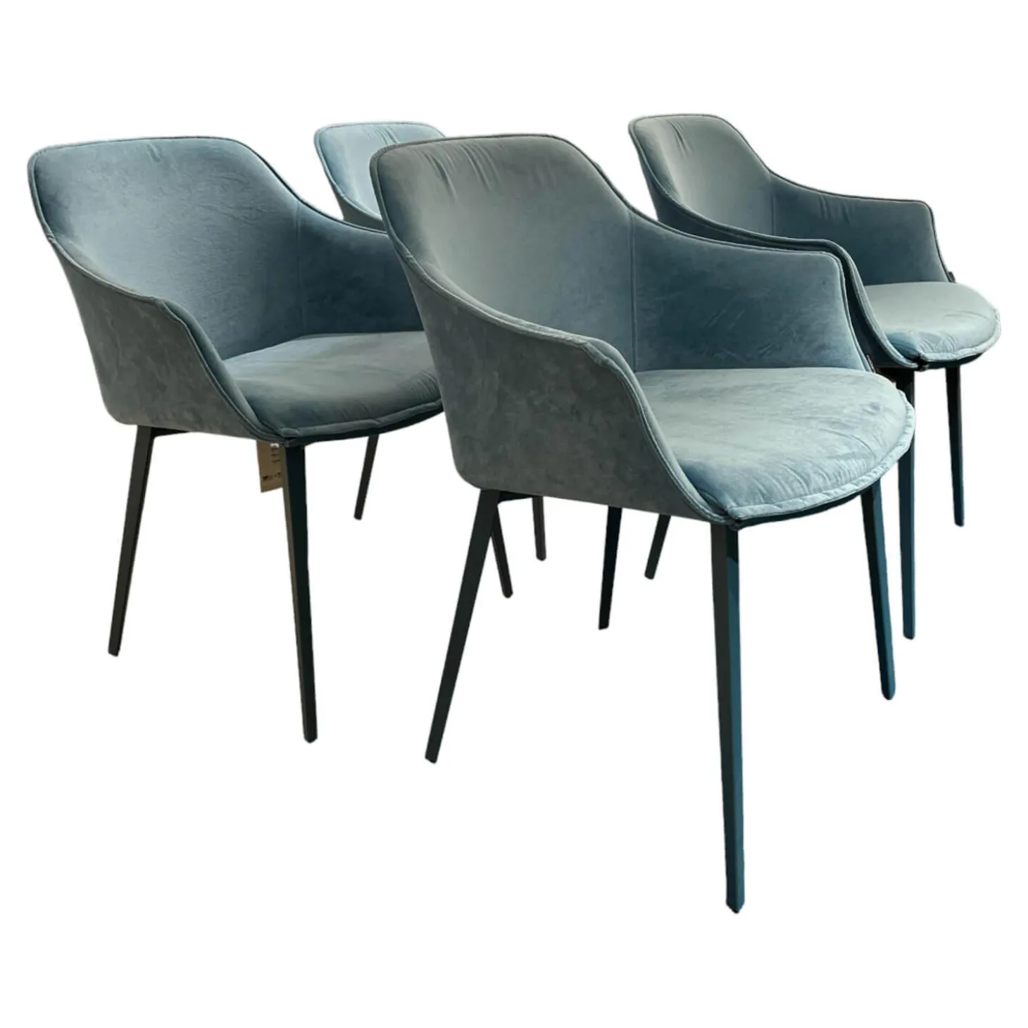 4er-Set Armlehnstuhl Kedua 4061 Bezug Stoff Bel-321 A Blau Metallfuß Dreieckig Petrol Dunkelblau