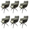 6er-Set Armlehnstuhl Leder Idaho Graphit Grau Sparkfuß Stahl Schwarz Drehbar
