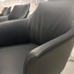 6er-Set Armlehnstuhl Mara Cruz Leder Senso 1000 Schwarz Gestell Metall Epoxy Granite Anthrazit Matt