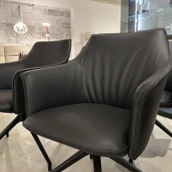 6er-Set Armlehnstuhl Mara Cruz Leder Senso 1000 Schwarz Gestell Metall Epoxy Granite Anthrazit Matt