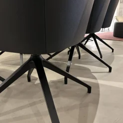 6er-Set Armlehnstuhl Mara Cruz Leder Senso 1000 Schwarz Gestell Metall Epoxy Granite Anthrazit Matt