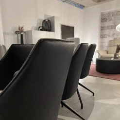 6er-Set Armlehnstuhl Mara Cruz Leder Senso 1000 Schwarz Gestell Metall Epoxy Granite Anthrazit Matt