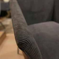 4er-Set Armlehnstuhl Milo Bezug Innen Stoff Lisboa 1 Grau Außen Leder Glove Schwarz Gestell Struktur Anthrazit