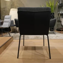 4er-Set Armlehnstuhl Milo Bezug Innen Stoff Lisboa 1 Grau Außen Leder Glove Schwarz Gestell Struktur Anthrazit