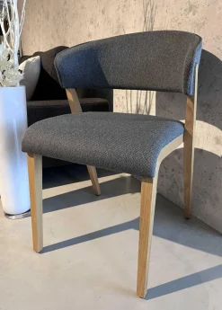 2er-Set Armlehnstuhl S 500 Stoff 4503 Grau Füße Eiche