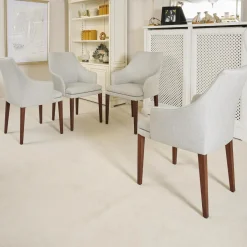 4er-Set Armlehnstuhl Saloni Bezug 1602-15 Gestell Nussbaum Geölt