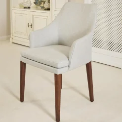 4er-Set Armlehnstuhl Saloni Bezug 1602-15 Gestell Nussbaum Geölt