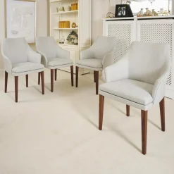 4er-Set Armlehnstuhl Saloni Bezug 1602-15 Gestell Nussbaum Geölt