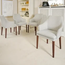 4er-Set Armlehnstuhl Saloni Bezug 1602-15 Gestell Nussbaum Geölt