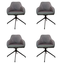 4er-Set Armlehnstuhl Turn Outdoorstoff Seidenschwarz Gestell Aluminium Schwarz Matt