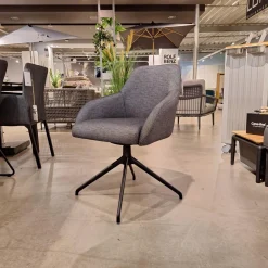 4er-Set Armlehnstuhl Turn Outdoorstoff Seidenschwarz Gestell Aluminium Schwarz Matt