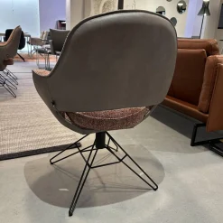 6er-Set Armlehnstuhl WK 708 Stoff JAB A91062 Rosa Und Leder Granada Steel Grau Drehgestell Schwarz