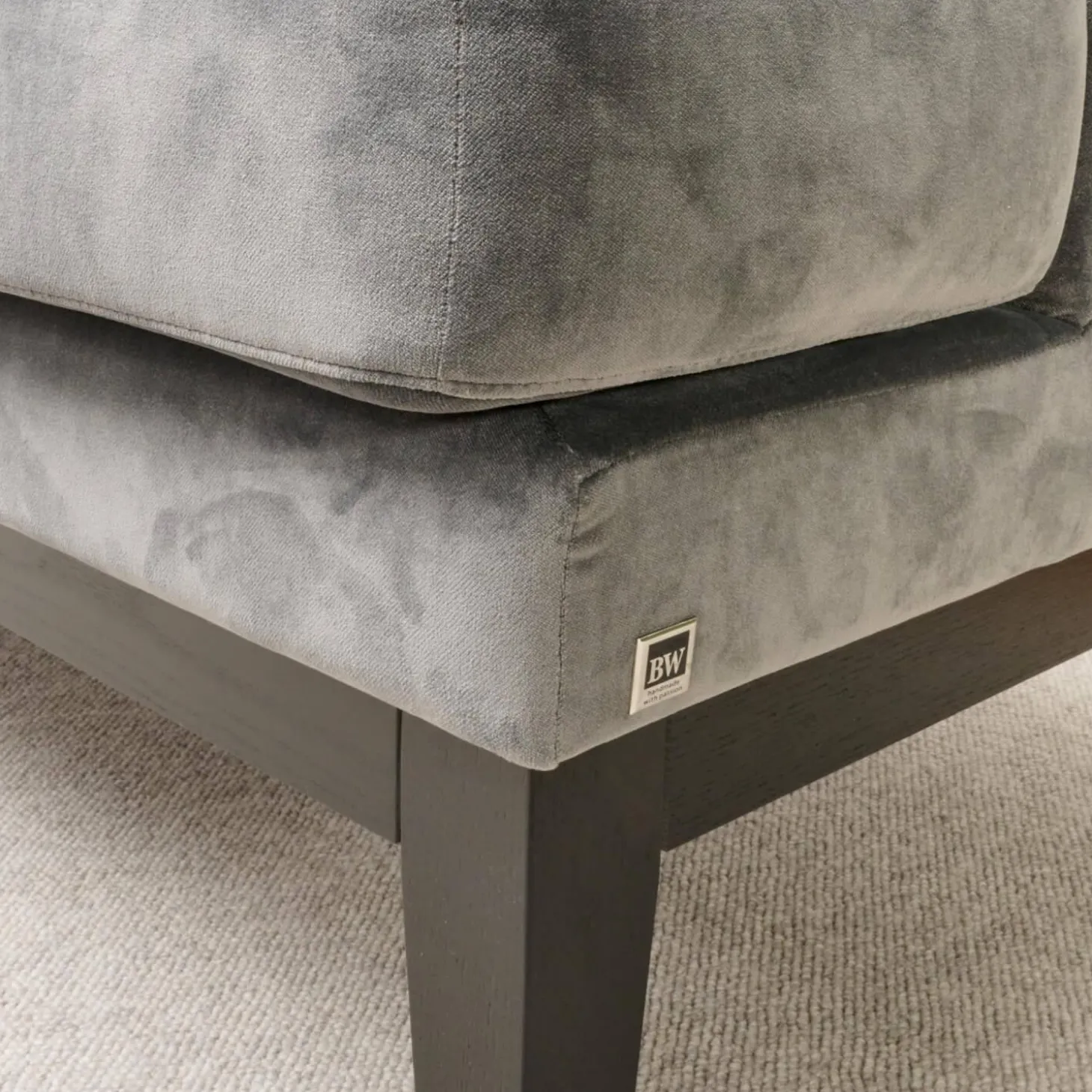 2er-Set Bank Polo Dining Stoff City Velvet Reloaded Grau Gestell Esche Schwarz Gebeizt Mit Vorstellkissen