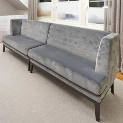 2er-Set Bank Polo Dining Stoff City Velvet Reloaded Grau Gestell Esche Schwarz Gebeizt Mit Vorstellkissen