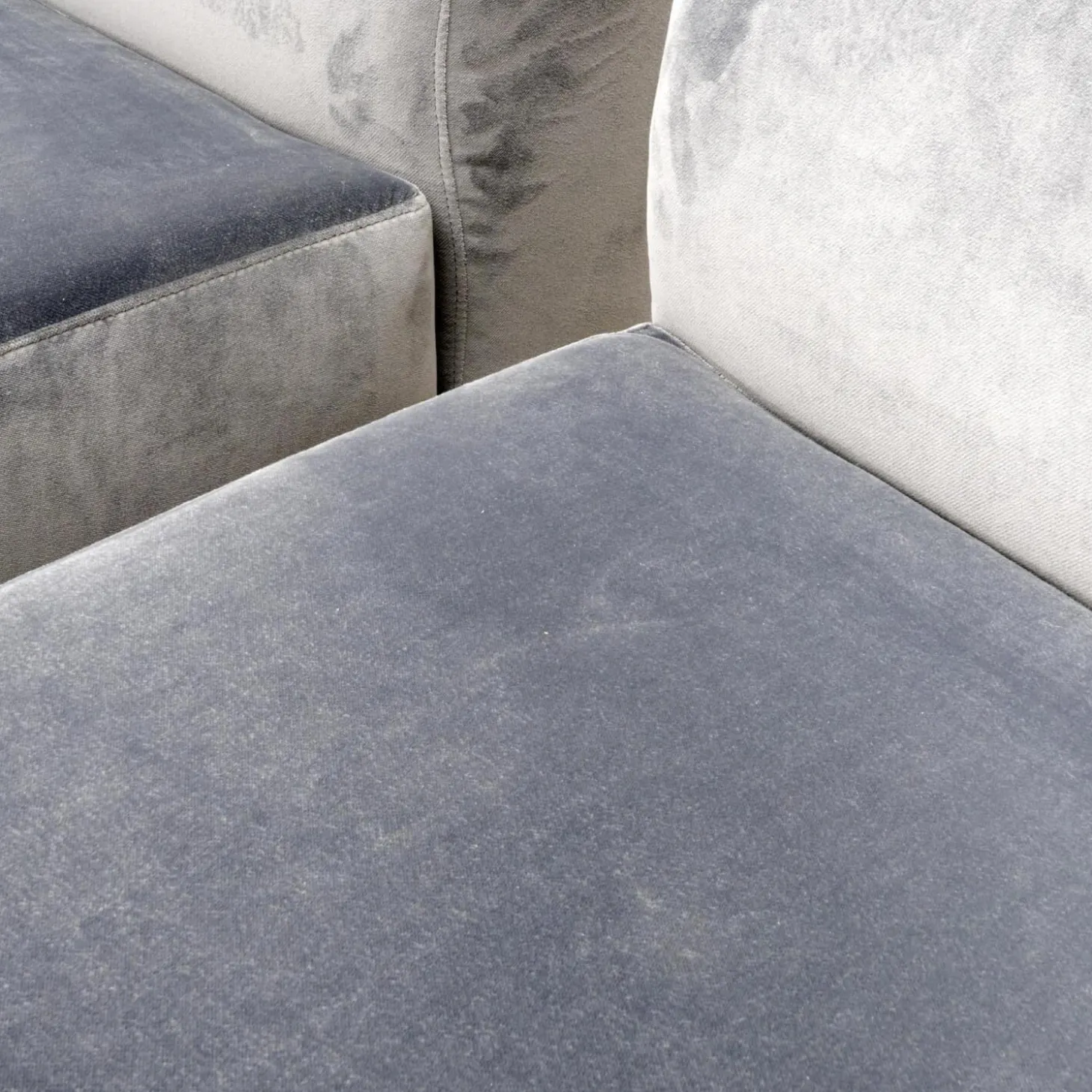 2er-Set Bank Polo Dining Stoff City Velvet Reloaded Grau Gestell Esche Schwarz Gebeizt Mit Vorstellkissen