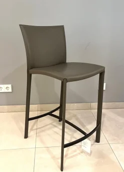 2er-Set Barhocker 2078 Nobile Kernleder Muscat Braun Naht Muscat Fußkreuz Schwarz