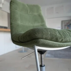 3er-Set Barhocker Arva Stoff Lisboa 24 Grün Säulengestell Runde Bodenplatte Struktur Schwarz M02 Silber Drehbar Mit Höhenverstellung