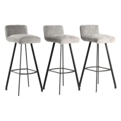 3er-Set Barhocker Greg Sitzhöhe 80cm Stoff Beloved Grau