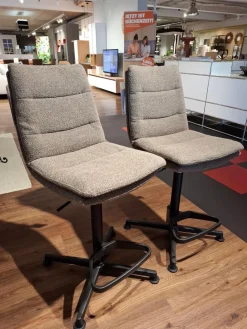 2er-Set Barhocker Jukka Stoff Alpine Braun Metall Schwarz