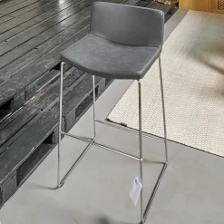 2er-Set Barhocker Wave Bezug Eco-Leder Schwarz Gestell Verchromt Inklusive Gleiter