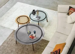 3er-Set Beistelltisch Cannage Gehärtetes Geschmolzenes Glas Transparent Fume Bergstein