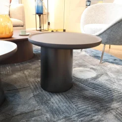 2er-Set Beistelltisch Louisa Mit Zwei Tischplatten Und Zwei Tischfüßen Zement Asche Grau Gestell Zinnfarbig