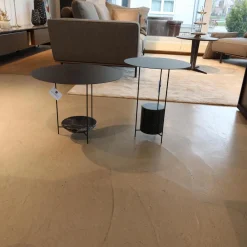 2er-Set Beistelltisch Panna Cotta Stahlbech Schwarz Lackiert Marmor Marquina Schwarz