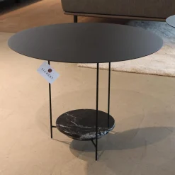 2er-Set Beistelltisch Panna Cotta Stahlbech Schwarz Lackiert Marmor Marquina Schwarz