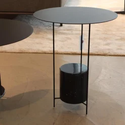 2er-Set Beistelltisch Panna Cotta Stahlbech Schwarz Lackiert Marmor Marquina Schwarz