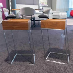 2er-Set Beistelltisch SI St-Vince 000005 Nussbaum Teilmassiv Natur Lackiert Geschliffen Gestell Edel