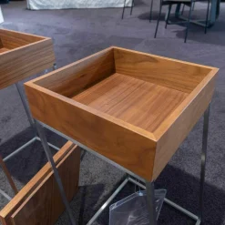 2er-Set Beistelltisch SI St-Vince 000005 Nussbaum Teilmassiv Natur Lackiert Geschliffen Gestell Edel