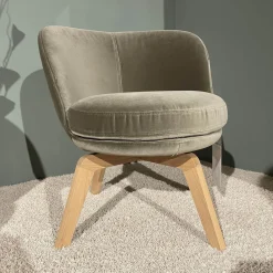 2er-Set Club-Sessel 562 Stoff 18.222 Beigegrau Vierfuß Holz Massiv H98 Eiche