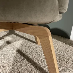 2er-Set Club-Sessel 562 Stoff 18.222 Beigegrau Vierfuß Holz Massiv H98 Eiche