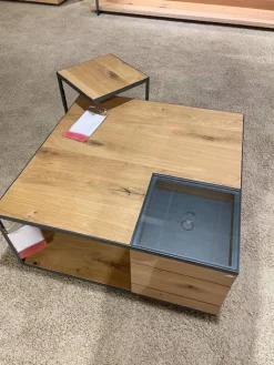 2er-Set Couchtisch Vcuben Platte Widleiche Rustico Schwarz Gestell Metall Anthrazit