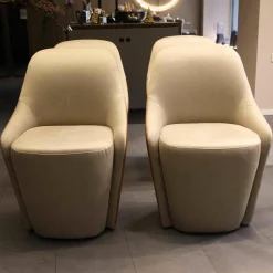 4er-Set Dean Armlehnstuhl Leder Nappa Seta 56 Copper Stoff Casanova 020 Beige