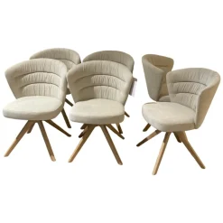6er-Set Drehstuhl Capri Stoff Funchal Beige Gestell Wildeiche Hell Gölt