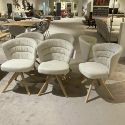6er-Set Drehstuhl Capri Stoff Funchal Beige Gestell Wildeiche Hell Gölt