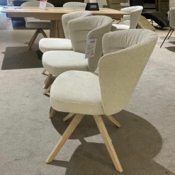 6er-Set Drehstuhl Capri Stoff Funchal Beige Gestell Wildeiche Hell Gölt