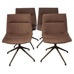 4er-Set Drehstuhl Marel Bezug Arco Lanoso 01566 Braun 4-Sternfuß Drehbar Schwarz