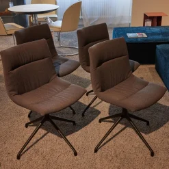 4er-Set Drehstuhl Marel Bezug Arco Lanoso 01566 Braun 4-Sternfuß Drehbar Schwarz