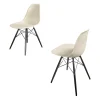 2er-Set Eames Plastik Side Chair DSW Sitzschale Kunststoff Kieselstein Gestell Ahorn Schwarz Lackiert