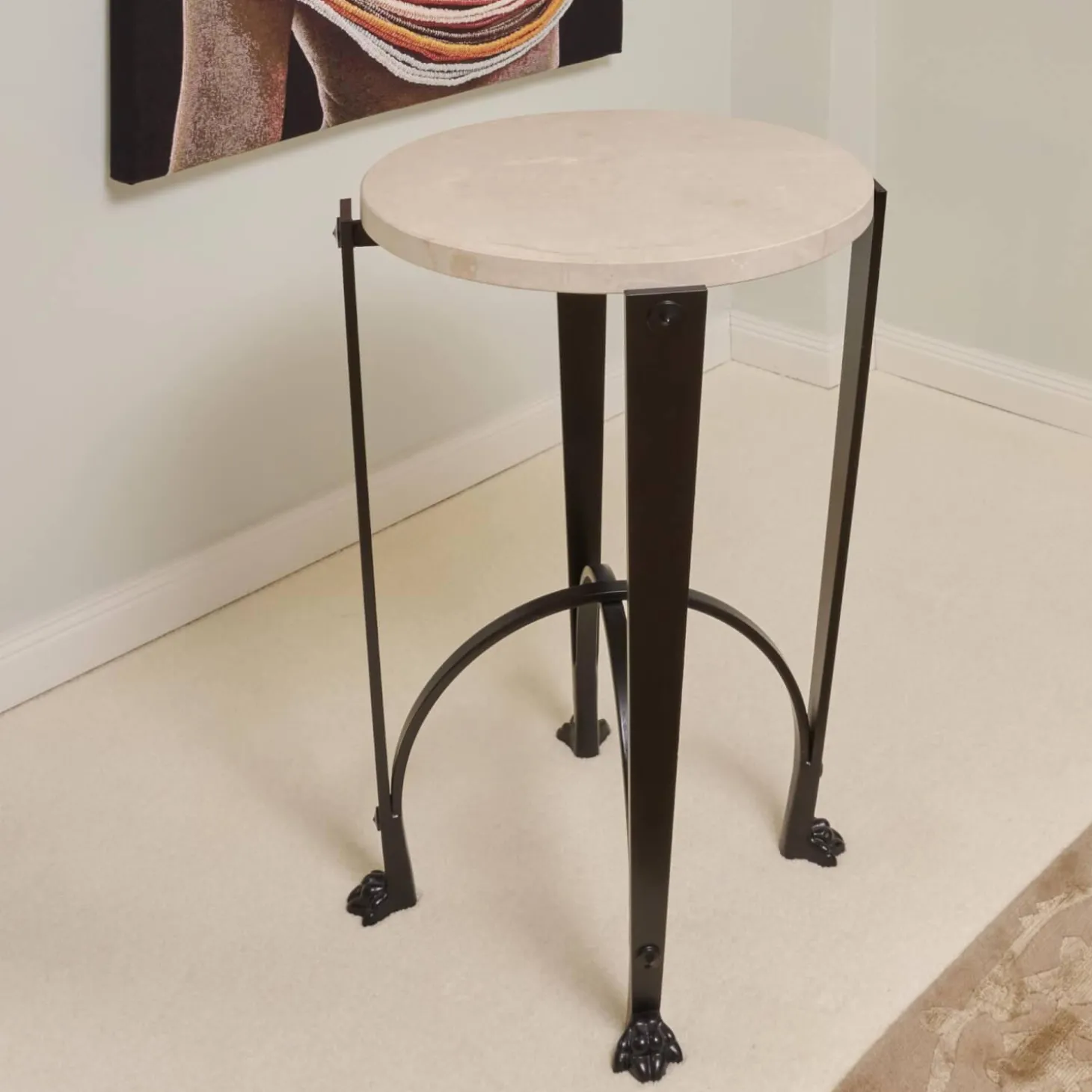 2er-Set Eisensäule Schwarz Mit Marmorplatte