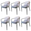 6er-Set Erica Armlehnstuhl Stoff Sitzkissen Grau Rückenkissen Mehrfarbig Blau Rot Grün Füße Metall Grau Pulverbeschichtet