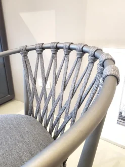 6er-Set Erica Armlehnstuhl Stoff Sitzkissen Grau Rückenkissen Mehrfarbig Blau Rot Grün Füße Metall Grau Pulverbeschichtet