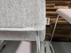 4er-Set Fino Stoff Zement Hellgrau Drahtgestell Metall Verchromt