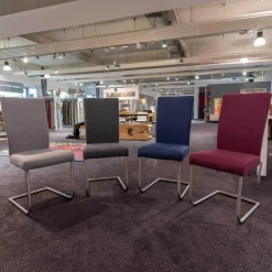 4er-Set Freischwinger CA Diana 3/B Stoff Facet Aubergine Lichtgrijs Middengrijs Blue